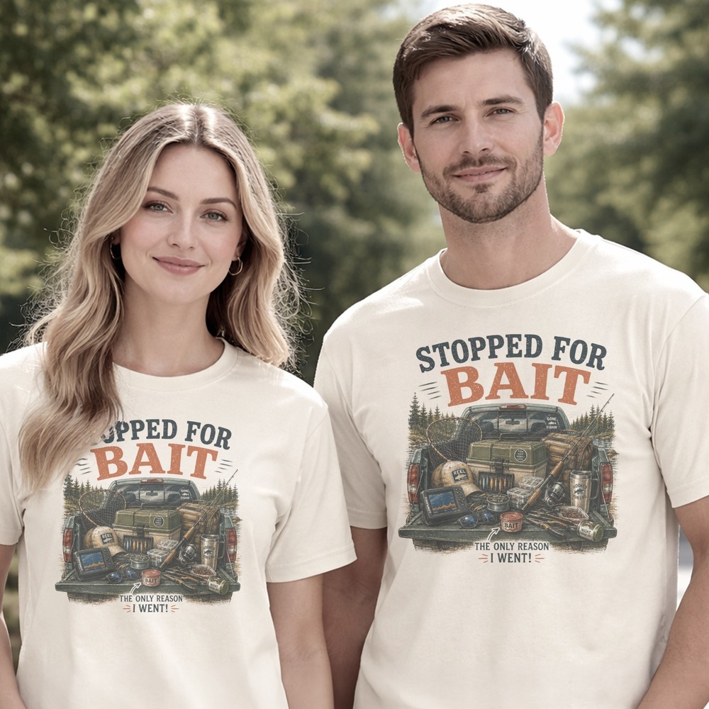 Stopped for Bait Fishing Truck Bed Hooked for Life Tee